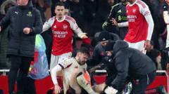 Arsenal’s Martinelli apologises for attempting to push injured Liverpool defender Bradley off pitch