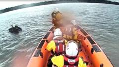 Man trying to reach island on inflatable mattress rescued from sea